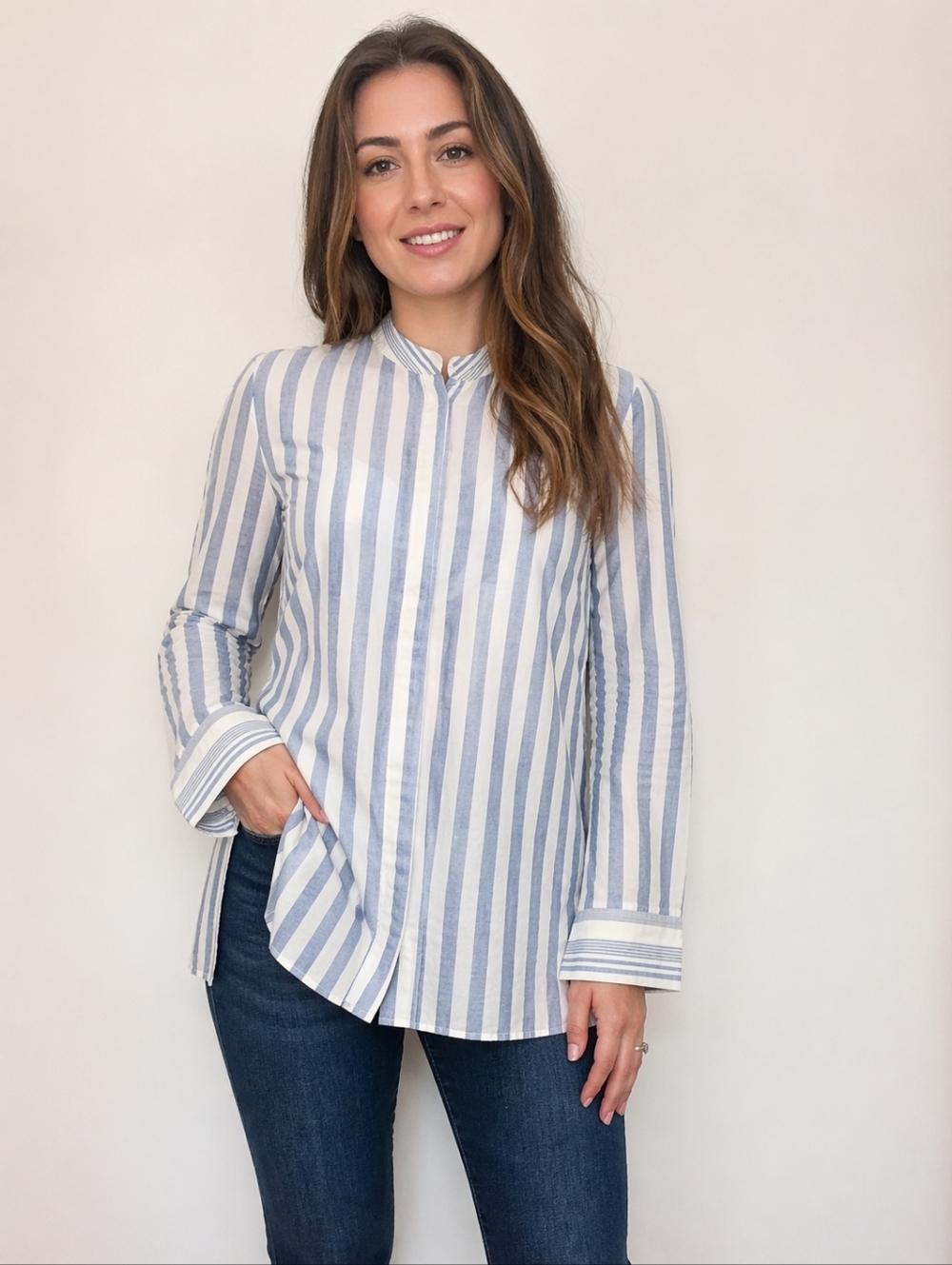 Lafayette 148 Newyork Woman's Button Down Shirt  Shirt Size Petite